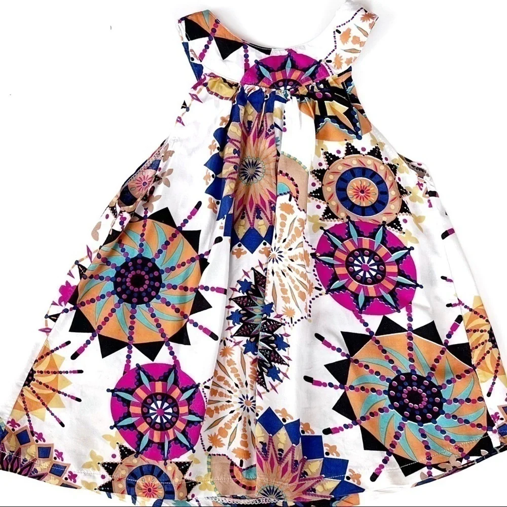 Catpapa Dress or Top Geometric Floral Print Size 130